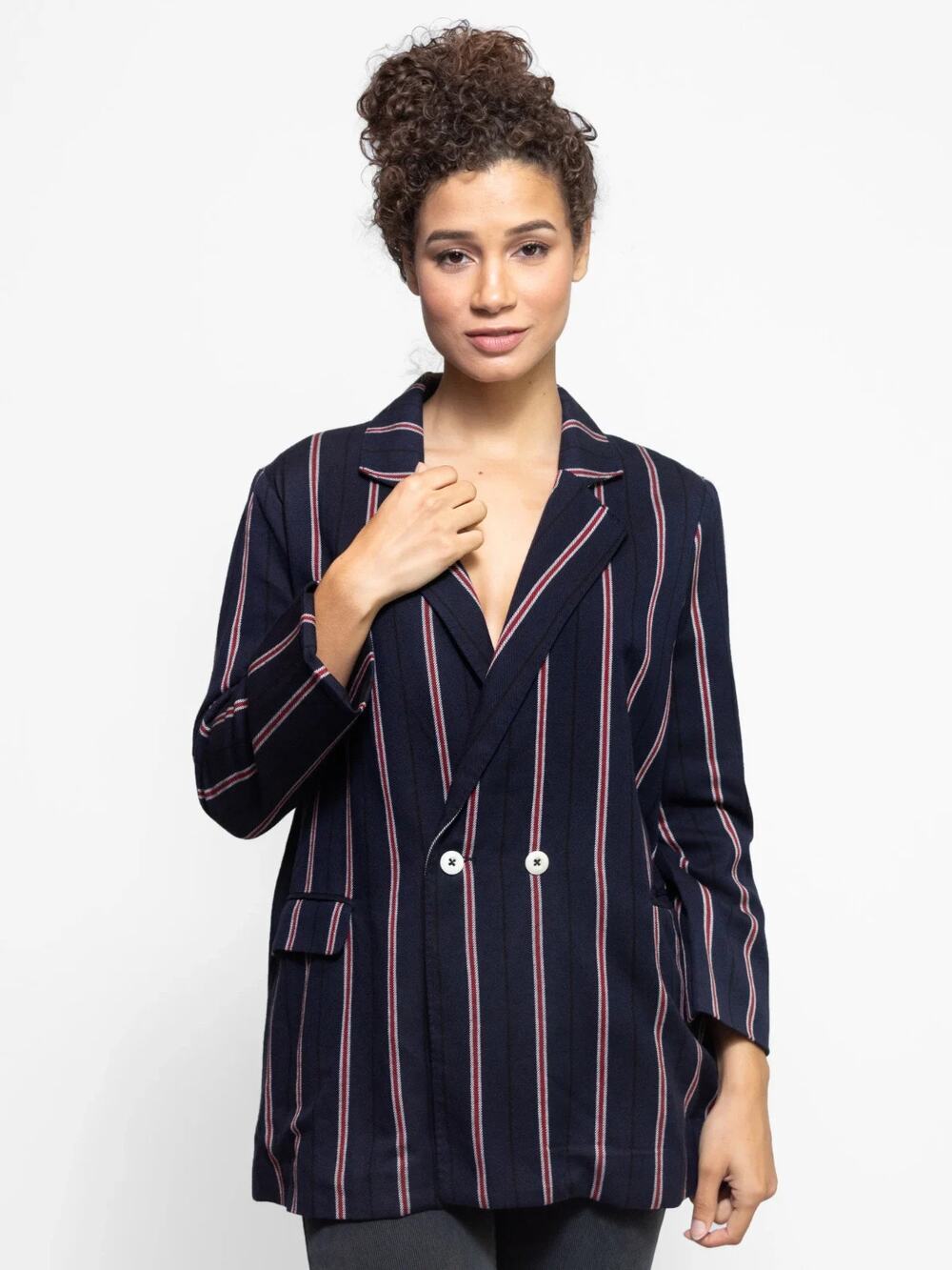 The Great. Navy Academia Oxford Stripe Blazer Size 1 / Small $426